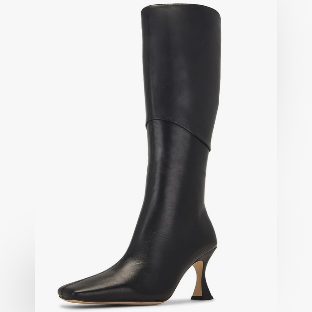 REVOLVE Knee High Square Toe Inner Calf Zip High Heel Boots